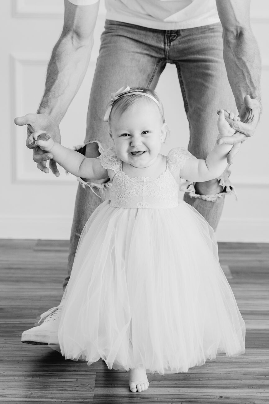 cake smash session Boise, one year old standing photography
